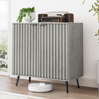 Smuxee Grey Storage Cabinet, Freestanding Buffet Cabinet with Fluted Doors, Wood Sideboard Cabinet for Living Room, Hallway, Entryway - Grand Goldman