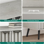 Smuxee Grey Storage Cabinet, Freestanding Buffet Cabinet with Fluted Doors, Wood Sideboard Cabinet for Living Room, Hallway, Entryway - Grand Goldman