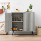 Smuxee Grey Storage Cabinet, Freestanding Buffet Cabinet with Fluted Doors, Wood Sideboard Cabinet for Living Room, Hallway, Entryway - Grand Goldman