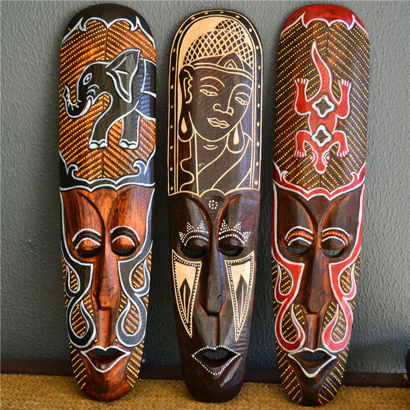 Solid Wood Carving Mask Creative Wall Decoration Pendant Handicraft - Grand Goldman