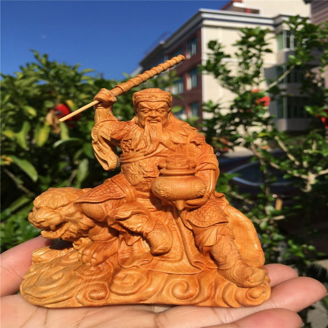 Solid Wood Carving Zhao Gongming Ornaments Handicraft - Grand Goldman