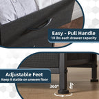 Somdot Nightstand with 2 Drawers, Bedside Table Small Dresser with Removable Fabric Bins for Bedroom Nursery Closet Living Room - Sturdy Steel Frame, Wood Top, Pull Handle - Black - Grand Goldman