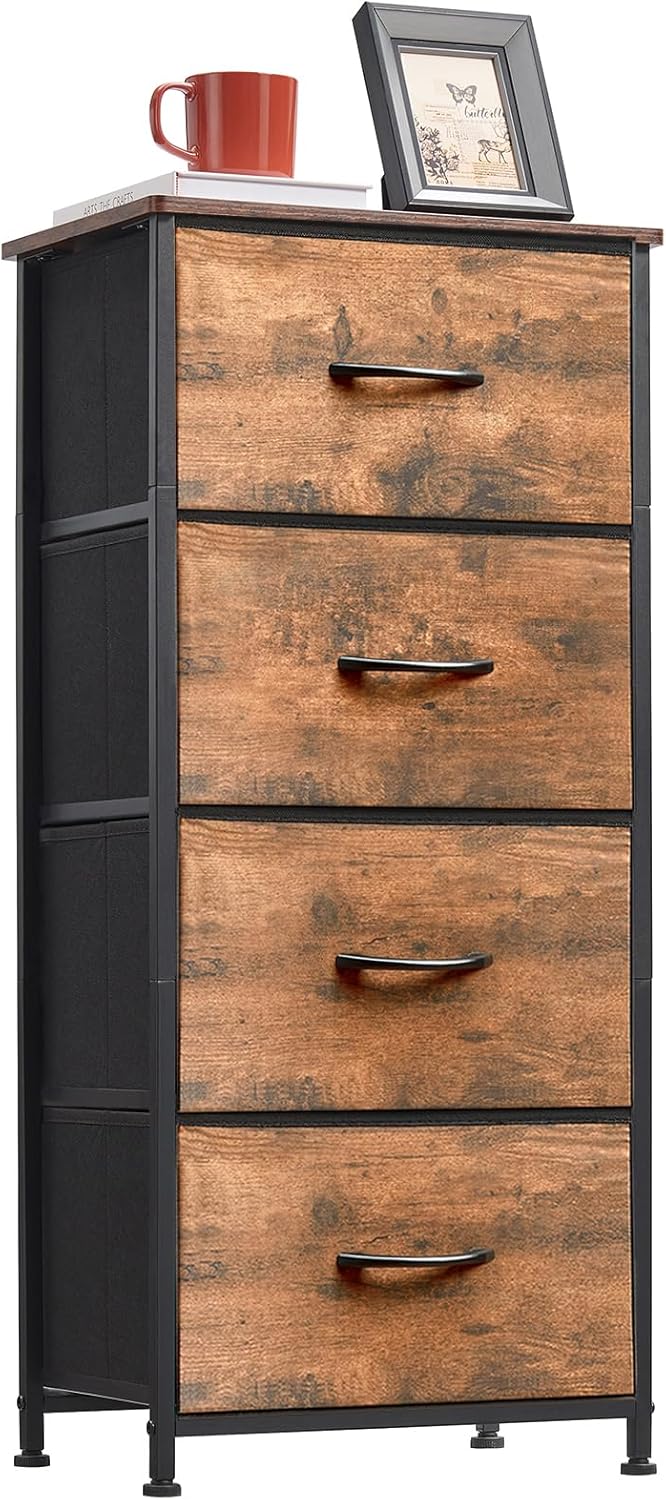 Somdot Tall Dresser for Bedroom with 5 Drawers, Storage Chest of Drawers with Removable Fabric Bins for Closet Bedside Nursery Laundry Living Room Entryway Hallway, Black - Grand Goldman