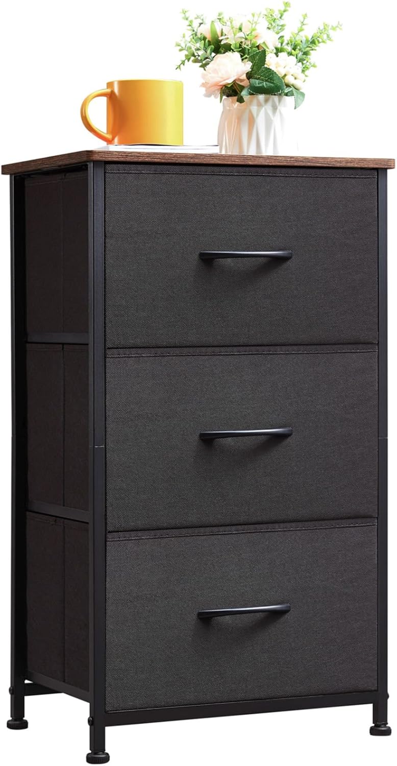 Somdot Tall Dresser for Bedroom with 5 Drawers, Storage Chest of Drawers with Removable Fabric Bins for Closet Bedside Nursery Laundry Living Room Entryway Hallway, Black - Grand Goldman