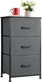 Somdot Tall Dresser for Bedroom with 5 Drawers, Storage Chest of Drawers with Removable Fabric Bins for Closet Bedside Nursery Laundry Living Room Entryway Hallway, Black - Grand Goldman