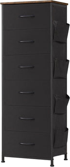 Somdot Tall Dresser for Bedroom with 5 Drawers, Storage Chest of Drawers with Removable Fabric Bins for Closet Bedside Nursery Laundry Living Room Entryway Hallway, Black - Grand Goldman