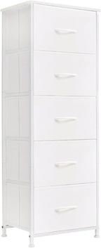 Somdot Tall Dresser for Bedroom with 5 Drawers, Storage Chest of Drawers with Removable Fabric Bins for Closet Bedside Nursery Laundry Living Room Entryway Hallway, Black - Grand Goldman