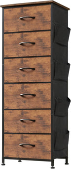 Somdot Tall Dresser for Bedroom with 5 Drawers, Storage Chest of Drawers with Removable Fabric Bins for Closet Bedside Nursery Laundry Living Room Entryway Hallway, Black - Grand Goldman
