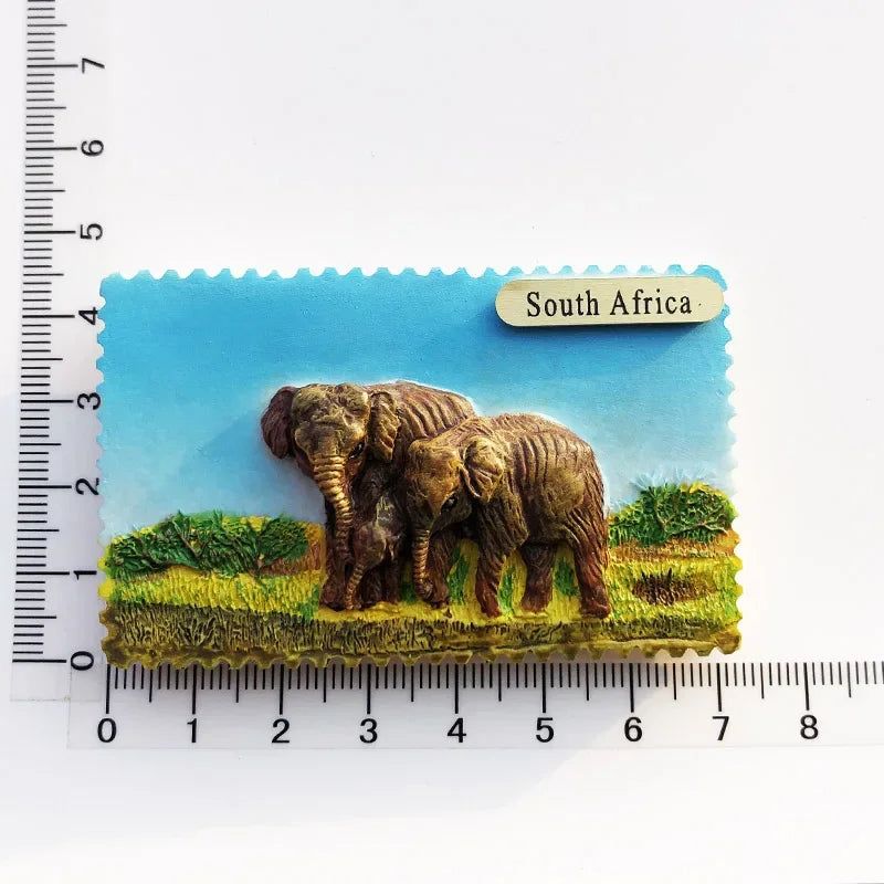 South Africa 3D Animal Tourist Souvenirs Fridge Magnet Refrigerator Sticker Africa's Big Five Resin Painted Crafts Gift Idea - Grand Goldman