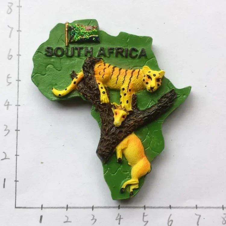 South Africa 3D Animal Tourist Souvenirs Fridge Magnet Refrigerator Sticker Africa's Big Five Resin Painted Crafts Gift Idea - Grand Goldman