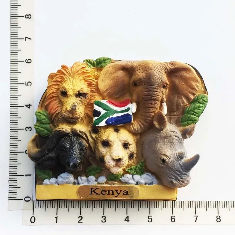 South Africa 3D Animal Tourist Souvenirs Fridge Magnet Refrigerator Sticker Africa's Big Five Resin Painted Crafts Gift Idea - Grand Goldman
