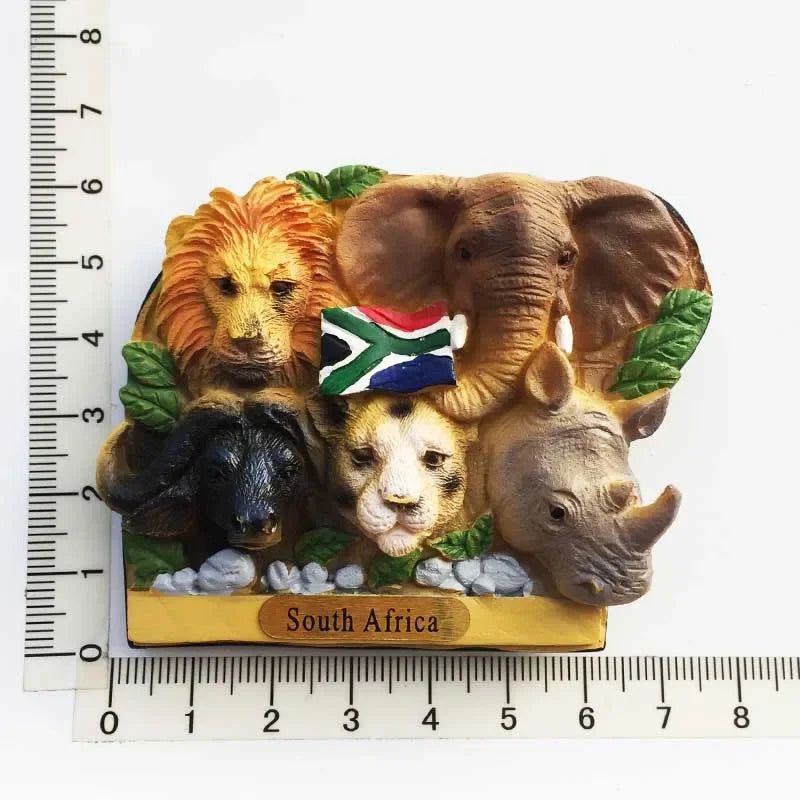 South Africa 3D Animal Tourist Souvenirs Fridge Magnet Refrigerator Sticker Africa's Big Five Resin Painted Crafts Gift Idea - Grand Goldman