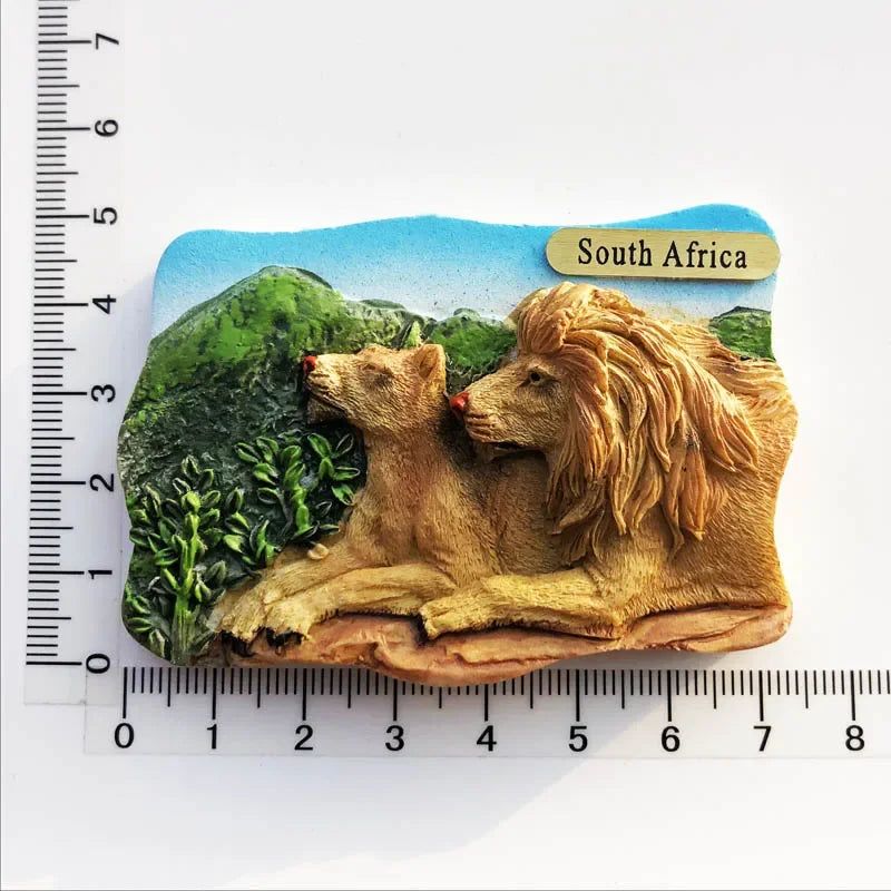 South Africa 3D Animal Tourist Souvenirs Fridge Magnet Refrigerator Sticker Africa's Big Five Resin Painted Crafts Gift Idea - Grand Goldman