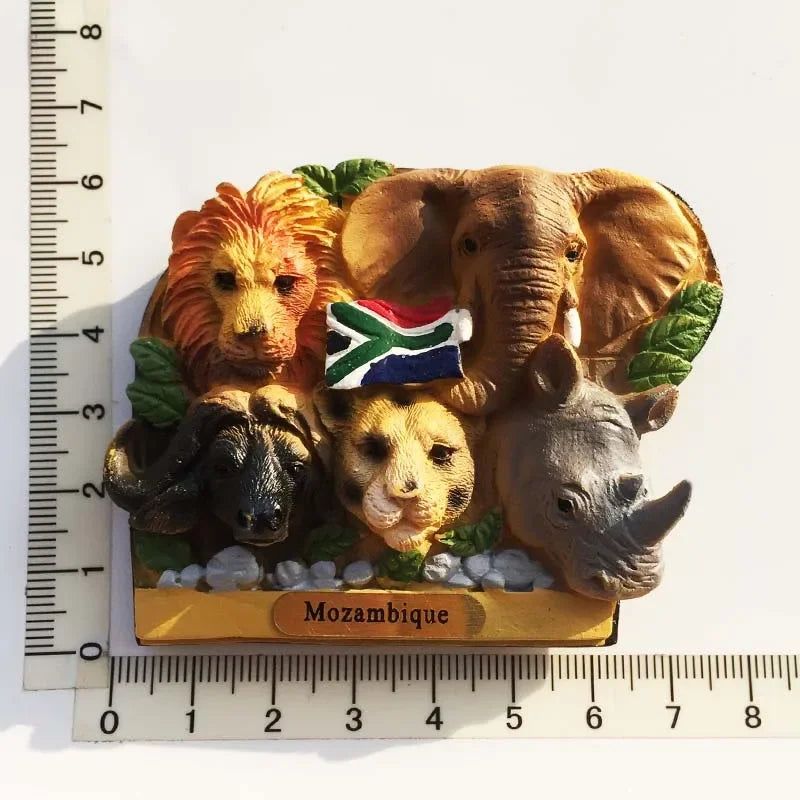 South Africa 3D Animal Tourist Souvenirs Fridge Magnet Refrigerator Sticker Africa's Big Five Resin Painted Crafts Gift Idea - Grand Goldman