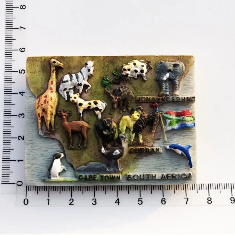 South Africa 3D Animal Tourist Souvenirs Fridge Magnet Refrigerator Sticker Africa's Big Five Resin Painted Crafts Gift Idea - Grand Goldman