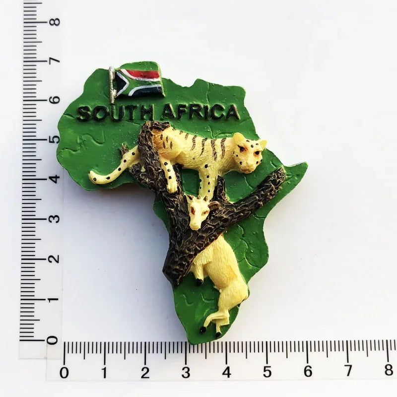 South Africa Big 5 Magnetic Fridge Sticker South Africa's Geographical Travel Souvenir Elephant Lion Tiger Flamingo Animal decor - Grand Goldman