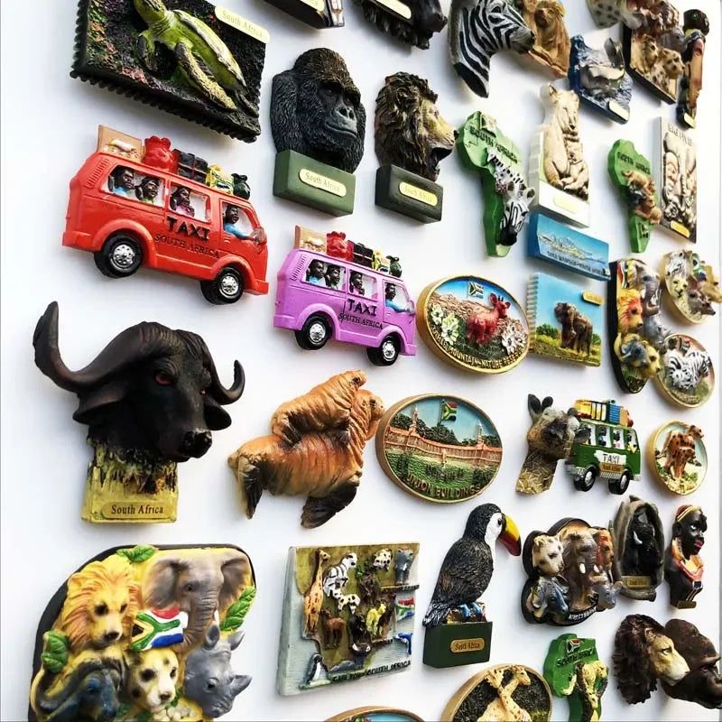 South Africa Big 5 Magnetic Fridge Sticker South Africa's Geographical Travel Souvenir Elephant Lion Tiger Flamingo Animal decor - Grand Goldman