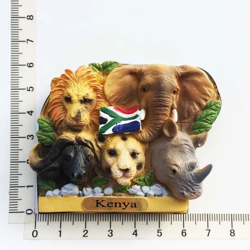 South Africa Big 5 Magnetic Fridge Sticker South Africa's Geographical Travel Souvenir Elephant Lion Tiger Flamingo Animal decor - Grand Goldman