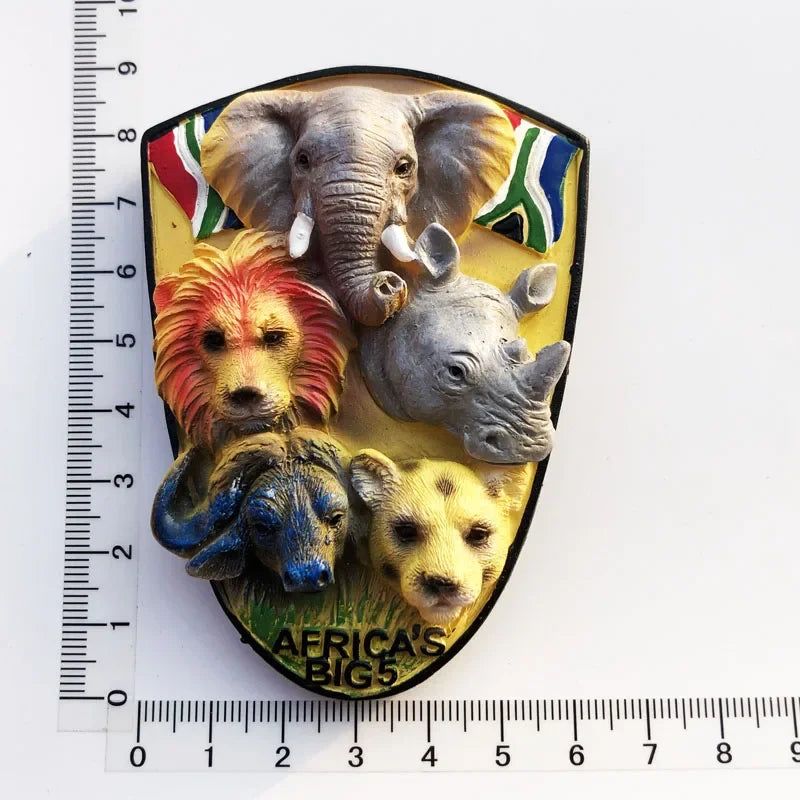 South Africa Big 5 Magnetic Fridge Sticker South Africa's Geographical Travel Souvenir Elephant Lion Tiger Flamingo Animal decor - Grand Goldman