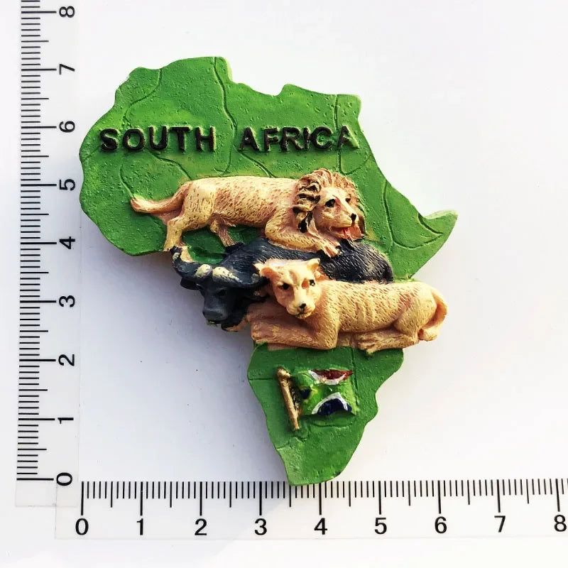South Africa Big 5 Magnetic Fridge Sticker South Africa's Geographical Travel Souvenir Elephant Lion Tiger Flamingo Animal decor - Grand Goldman