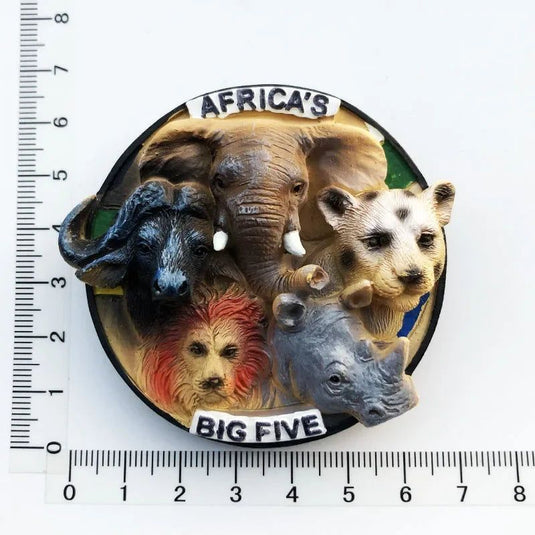 South Africa 3D Animal Tourist Souvenirs Fridge Magnet Refrigerator Sticker Africa's Big Five Resin Painted Crafts Gift Idea - Grand Goldman