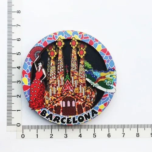 Spain Barcelona Impression Flamenco Dancer Bullfighting Creative Wooden Travel Memorial Decorative Artifact Refrigerator Sticker - Grand Goldman