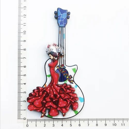 Spain Barcelona Impression Flamenco Dancer Bullfighting Creative Wooden Travel Memorial Decorative Artifact Refrigerator Sticker - Grand Goldman