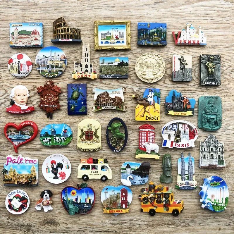 Spain Colosseo Roma Italy Austria Belgium Chile  Holland Santiago England Dominican Eilat Switzerland Portugal Fridge Magnets - Grand Goldman