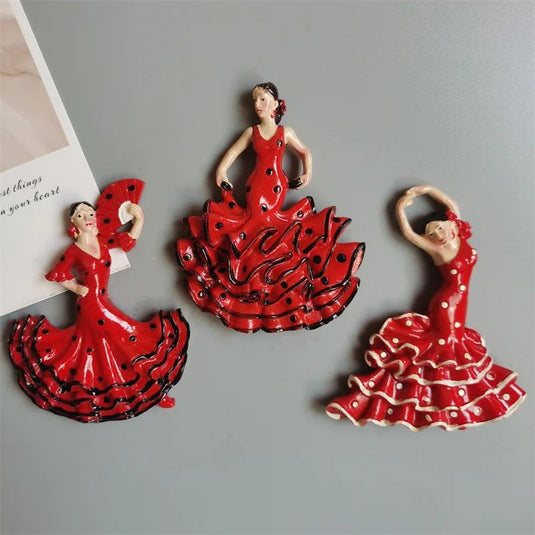 Spain Flamenco Fridge Magnets Spanish dancer Tourist Souvenir Decor Handicraft Magnetic Refrigerator sticker Collection Gifts - Grand Goldman