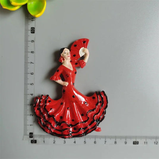 Spain Flamenco Fridge Magnets Spanish dancer Tourist Souvenir Decor Handicraft Magnetic Refrigerator sticker Collection Gifts - Grand Goldman