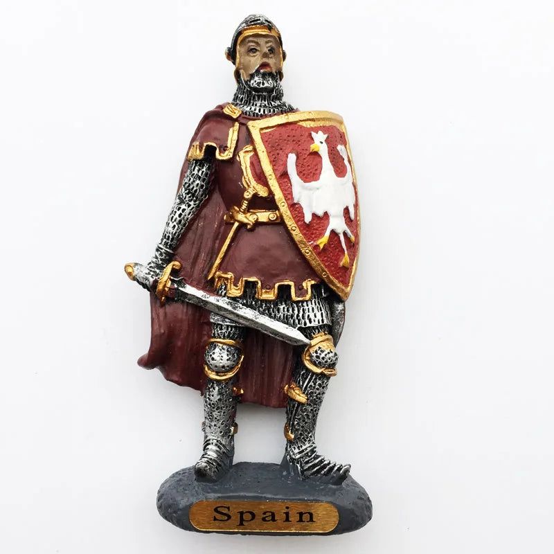 Spain Fridge Magnet Spanish Creative Tourist Souvenir Shield 3d Warrior Magnetic Stick Refrigerator Decoration Collection Gift - Grand Goldman