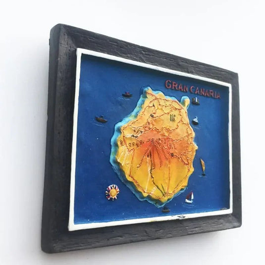 Spain Fridge Magnets 3d Frame Map of The Canary Islands Gran Canaria Tourist Souvenir Crafts Magnetic Refrigerator Stickers - Grand Goldman