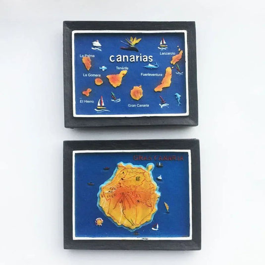 Spain Fridge Magnets 3d Frame Map of The Canary Islands Gran Canaria Tourist Souvenir Crafts Magnetic Refrigerator Stickers - Grand Goldman