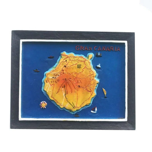 Spain Fridge Magnets 3d Frame Map of The Canary Islands Gran Canaria Tourist Souvenir Crafts Magnetic Refrigerator Stickers - Grand Goldman