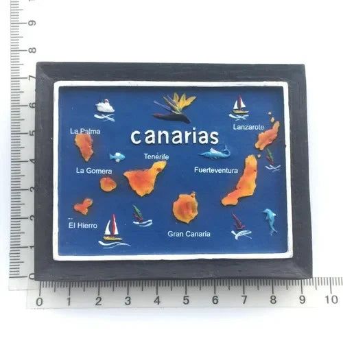 Spain Fridge Magnets 3d Frame Map of The Canary Islands Gran Canaria Tourist Souvenir Crafts Magnetic Refrigerator Stickers - Grand Goldman