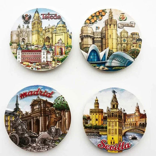 Spain Fridge Magnets Madrid Toledo Valencia Sevilla Tourism Souvenir Decorative Crafts UV Magnet Refrigerator Sticker Home Decor - Grand Goldman