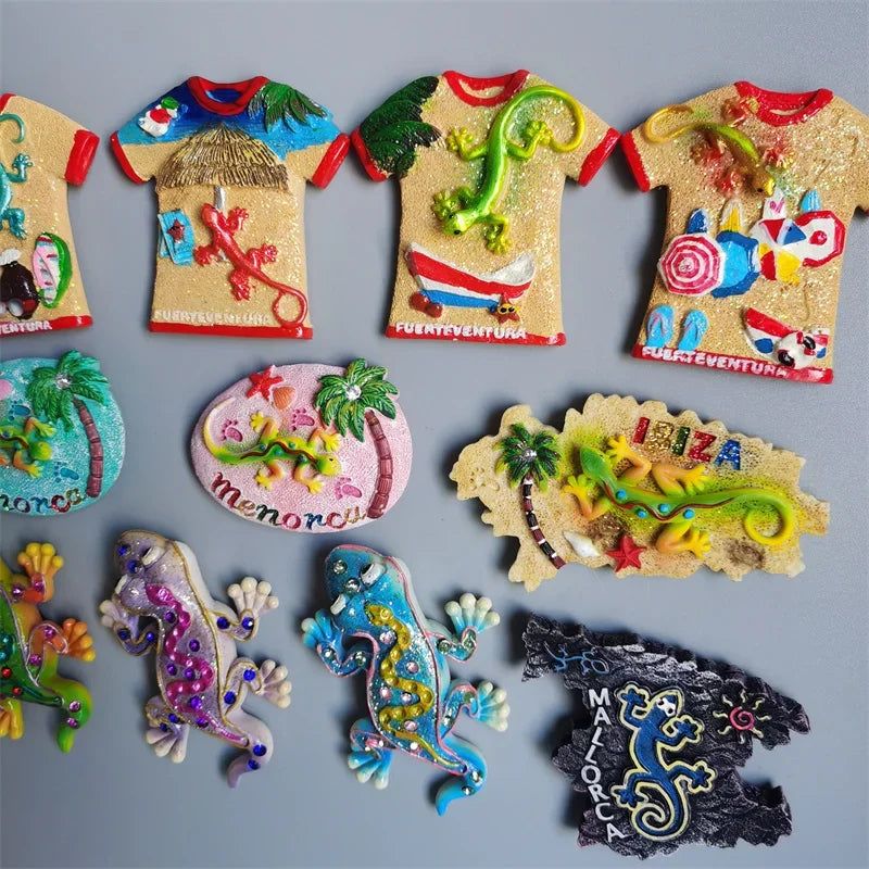 Spain Fridge Magnets Mallorca Menorca  Ibiza Lizard Gecko Spanish Island of Fuerteventura Home Decor Collection Tourist Souvenir - Grand Goldman