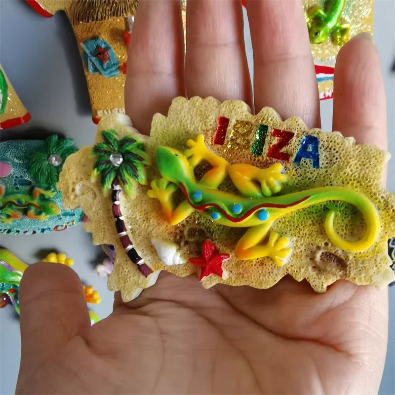 Spain Fridge Magnets Mallorca Menorca  Ibiza Lizard Gecko Spanish Island of Fuerteventura Home Decor Collection Tourist Souvenir - Grand Goldman