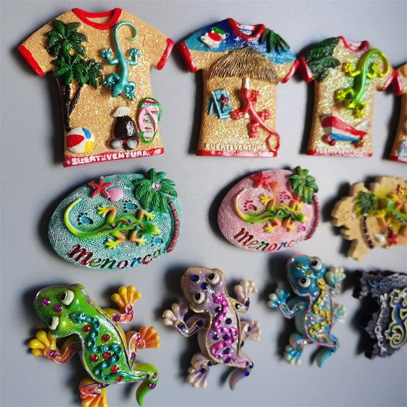 Spain Fridge Magnets Mallorca Menorca  Ibiza Lizard Gecko Spanish Island of Fuerteventura Home Decor Collection Tourist Souvenir - Grand Goldman