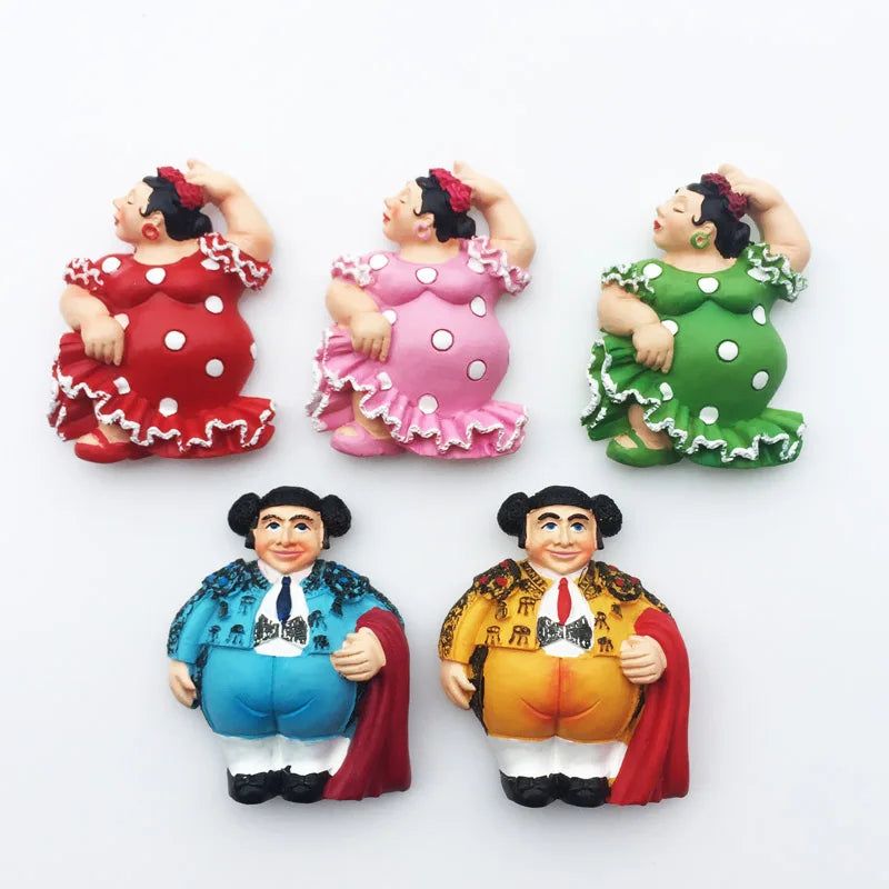 Spain Fridge Magnets Tourism Souvenir Arts and Crafts Cute Flamenco Bullfighter Magnetic Refrigerator Stickers Home Decoration - Grand Goldman