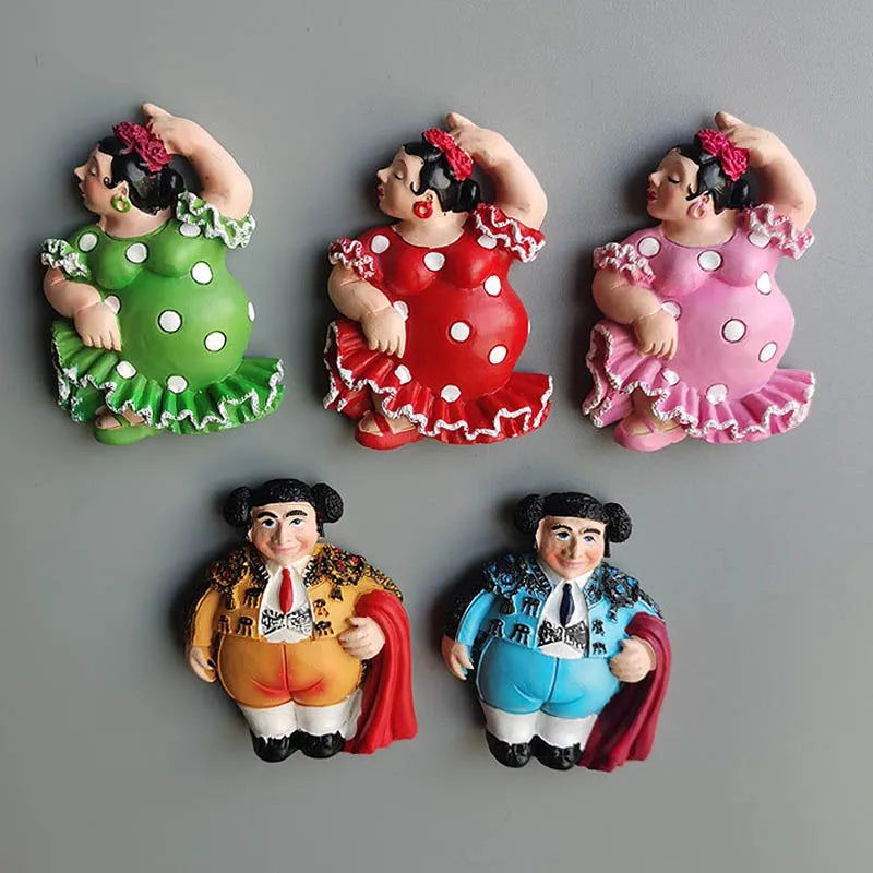 Spain Fridge Magnets Tourism Souvenir Arts and Crafts Cute Flamenco Bullfighter Magnetic Refrigerator Stickers Home Decoration - Grand Goldman