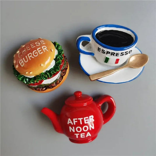 Spain Fruit Honeypot Sangria Exquisite Souvenirs afternoon teapot Espresso Cheese burger 3D Resin Refrigerator decorative magnet - Grand Goldman