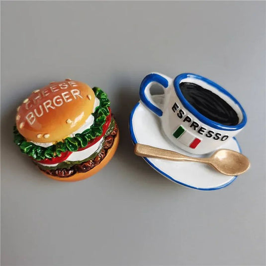 Spain Fruit Honeypot Sangria Exquisite Souvenirs afternoon teapot Espresso Cheese burger 3D Resin Refrigerator decorative magnet - Grand Goldman