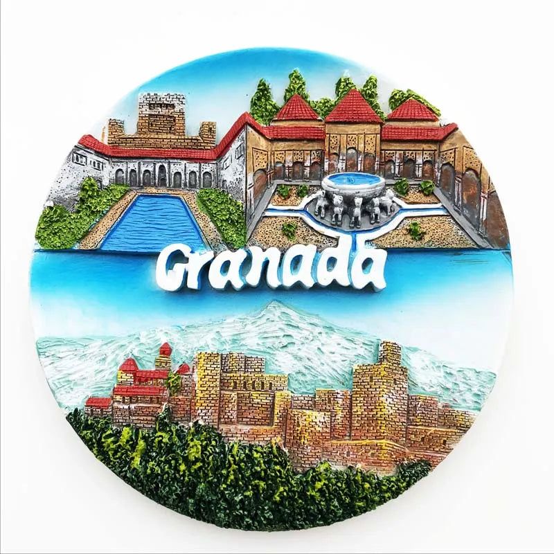 Spain Granada Alhambra Palace Creative Hand-painted Resin Crafts Decorative Disc Ornaments Desktop Furnishing Articles - Grand Goldman
