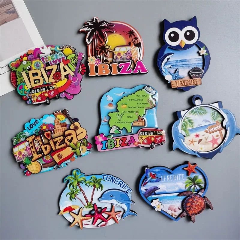 Spain IBIZA Tenefife Barcelona Woodon Refrigerator Magnets Travel Souvenir Home Decoration Gift for Friends - Grand Goldman