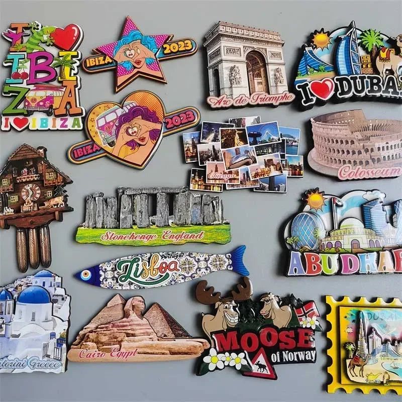 Spain Ibiza Dubai Chicago Germany Norway England Santorini Greece Lisboa Egypt Arch of Triumph Fridge magnets tourist souvenir - Grand Goldman