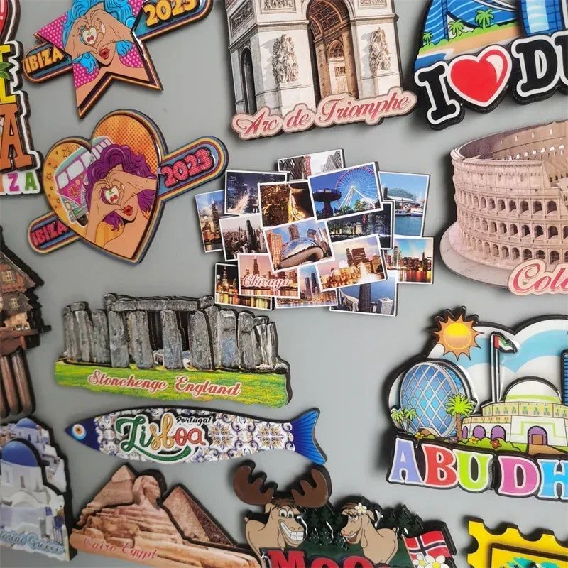 Spain Ibiza Dubai Chicago Germany Norway England Santorini Greece Lisboa Egypt Arch of Triumph Fridge magnets tourist souvenir - Grand Goldman