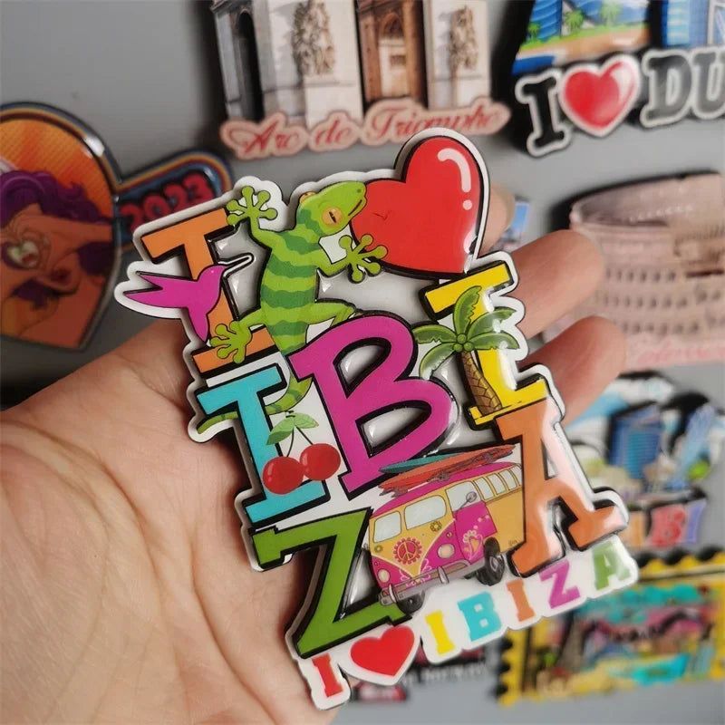 Spain Ibiza Dubai Chicago Germany Norway England Santorini Greece Lisboa Egypt Arch of Triumph Fridge magnets tourist souvenir - Grand Goldman