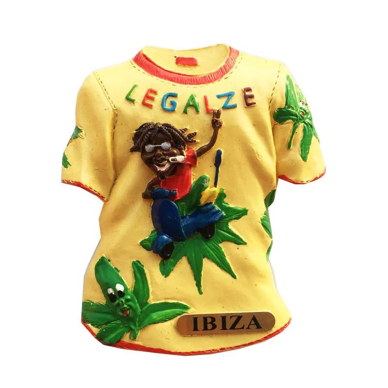 Spain Ibiza Fridge Magnets Tourist Souvenir 3D Tobacco T-Shirt Chopin's Residence Refrigerator Sticker Home Decoration - Grand Goldman