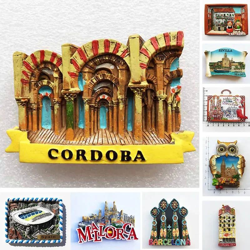 Spain Refrigerator Magnets Tourist Souvenir Cordoba Barcelona Mallorca Sevilla Cantabria Travel Gifts Magnetic Fridge Stickers - Grand Goldman